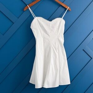 Zara White Lace-Trim Spaghetti Strap Dress